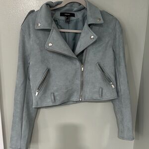Forever 21 Blue Leather Moto Jacket